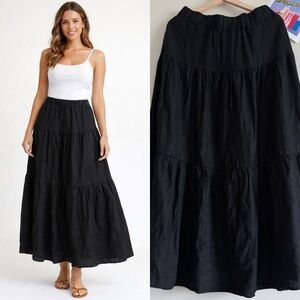 Nicole Miller Linen Blend Tiered Maxi Skirt